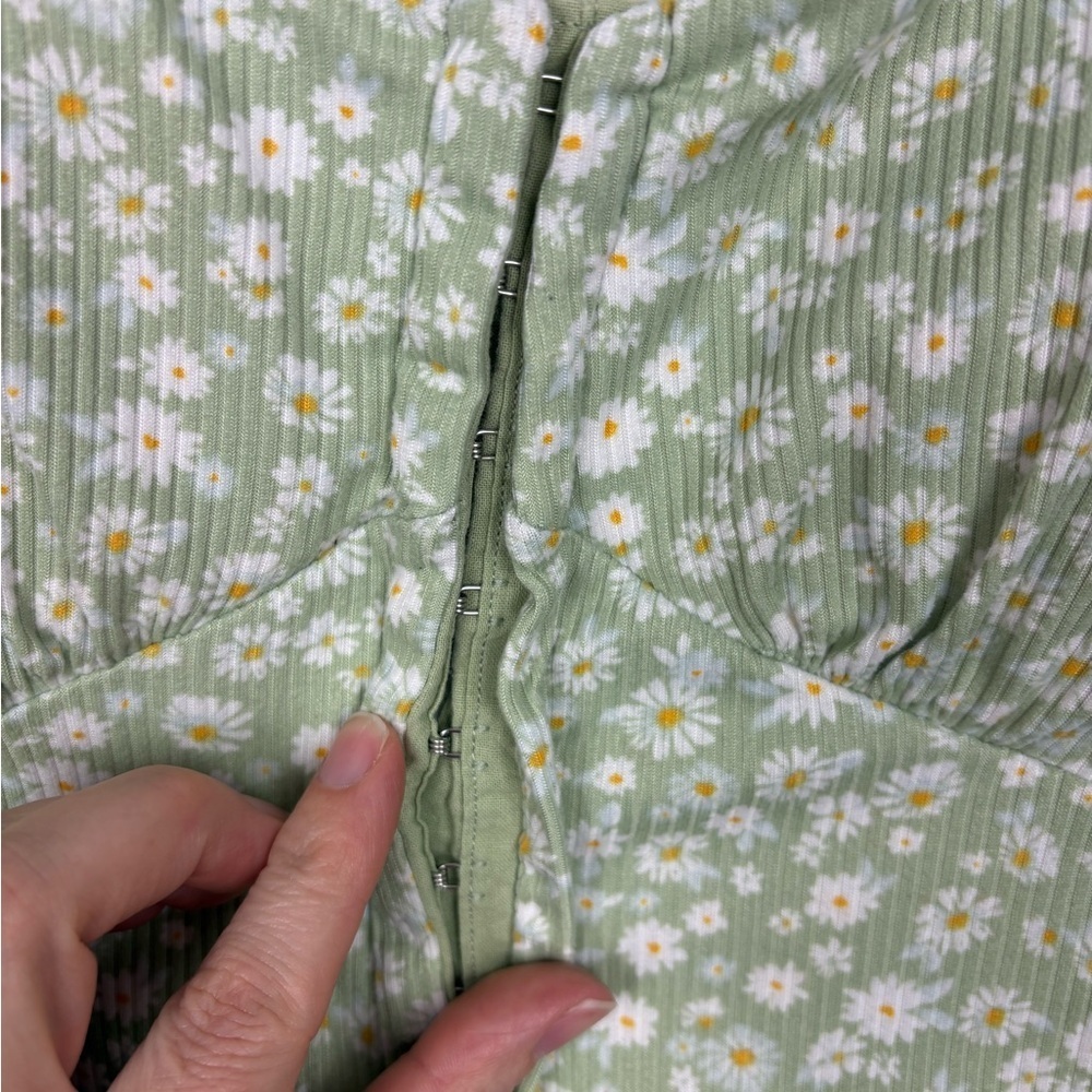 No Boundaries Mint Green Floral Dress Medium EUC Y2K 90s Cottagecore Coquette - Picture 7 of 9